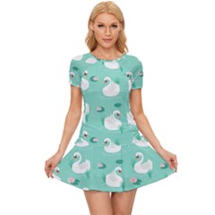Elegant Swan Seamless Pattern Women s Sports Wear Set