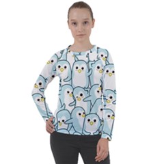 Penguin Pattern Women s Long Sleeve Raglan Tee