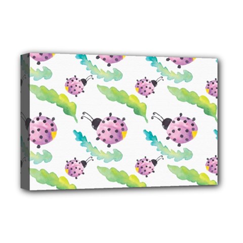 Watercolor-pattern-with-lady-bug Deluxe Canvas 18  X 12  (stretched)