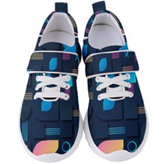 Gradient Geometric Shapes Dark Background Women s Velcro Strap Shoes