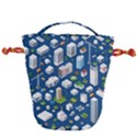 Isometric-seamless-pattern-megapolis Drawstring Bucket Bag View2