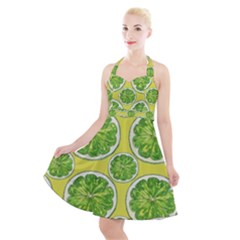 Lemon Cut Halter Party Swing Dress  by ConteMonfrey