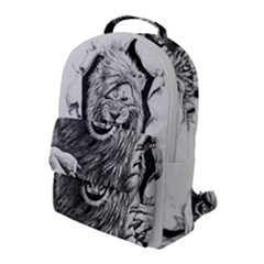 Drawing Angry Male Lion Roar Animal Flap Pocket Backpack (large)