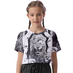 Drawing Angry Male Lion Roar Animal Kids  Basic Tee