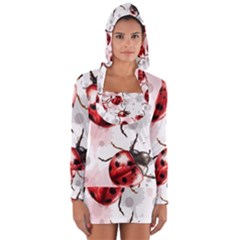 Ladybugs-pattern-texture-watercolor Long Sleeve Hooded T-shirt