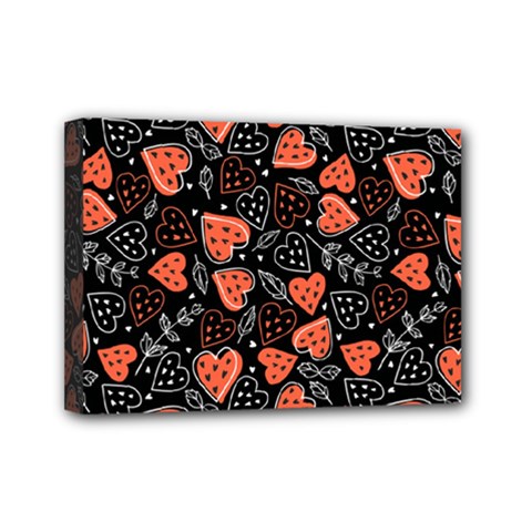 Seamless-vector-pattern-with-watermelons-hearts-mint Mini Canvas 7  X 5  (stretched)