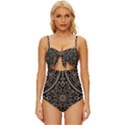 Zentangle-styled-ornament-pattern Knot Front One-Piece Swimsuit View1