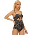 Zentangle-styled-ornament-pattern Knot Front One-Piece Swimsuit View3