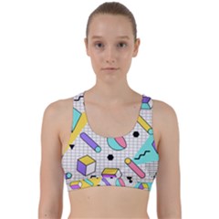 Tridimensional-pastel-shapes-background-memphis-style Back Weave Sports Bra