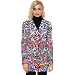 Hand-drawn-vector-illustration-doodle-funny-world-illustrator-line-tools-drawing-flat-design Button Up Hooded Coat 