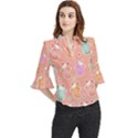 Cute Kawaii Kittens Seamless Pattern Loose Horn Sleeve Chiffon Blouse View1