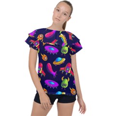 Space Pattern Ruffle Collar Chiffon Blouse