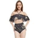Grunge Seamless Pattern With Skulls Halter Flowy Bikini Set  View1
