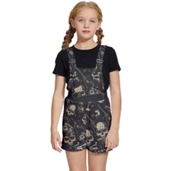 Grunge Seamless Pattern With Skulls Kids  Short Overalls
