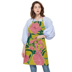 Pink Flower Seamless Pattern Pocket Apron