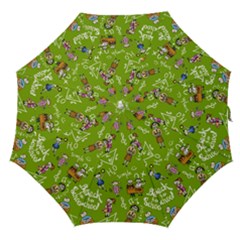 Seamless Pattern With Kids Straight Umbrellas