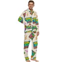Seamless Pattern With Colorfu Cassettes Hippie Style Doodle Musical Texture Wrapping Fabric Vector Men s Long Sleeve Velvet Pocket Pajamas Set View2
