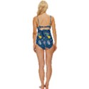 Seamless Pattern Vector Submarine With Sea Animals Cartoon Knot Front One-Piece Swimsuit View4