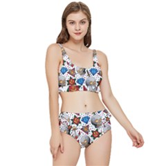 Full Color Flash Tattoo Patterns Frilly Bikini Set