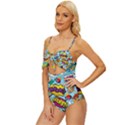 Comic Elements Colorful Seamless Pattern Knot Front One-Piece Swimsuit View2