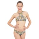 Seamless Pattern With Flower Bird High Neck Bikini Set View1
