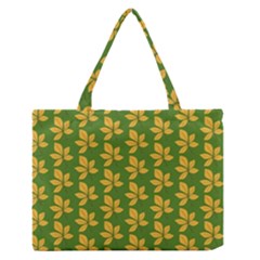 Orange Leaves Green Zipper Medium Tote Bag by ConteMonfrey