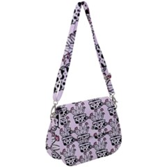 Lovely Cactus With Flower Saddle Handbag