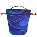 Wavy Abstract Blue Drawstring Bucket Bag View2