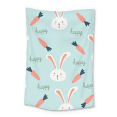 Bunny Carrot Pattern Background Small Tapestry
