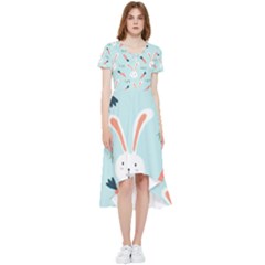 Bunny Carrot Pattern Background High Low Boho Dress