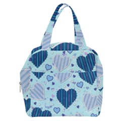 Hearts Pattern Paper Wallpaper Blue Background Boxy Hand Bag