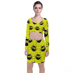 Cats Heads Pattern Design Top And Skirt Sets