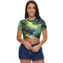 Landscape Illustration Nature Painting Side Button Cropped Tee View1