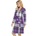Purple Black Plaid Long Sleeve Velour Robe View2