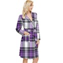 Purple Black Plaid Long Sleeve Velour Robe View3