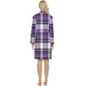 Purple Black Plaid Long Sleeve Velour Robe View4