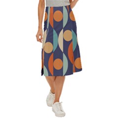 Mid Century Vintage Retro Geometric Midi Panel Skirt