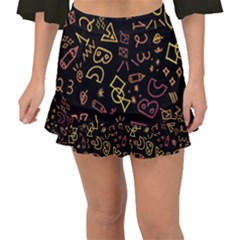Background Graphic Beautiful Fishtail Mini Chiffon Skirt