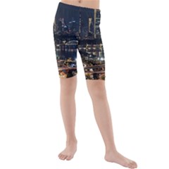 Seoul Building City Night View Kids  Mid Length Swim Shorts