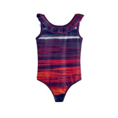 Morning Glow Dawn Sky Clouds Kids  Frill Swimsuit