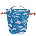Storm Waves Seamless Pattern Raging Ocean Water Sea Wave Vintage Japanese Storms Print Illustration Drawstring Bucket Bag View2