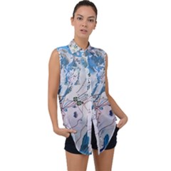 Map Zermatt The Alps Matterhorn Switzerland Mountain Nature Sleeveless Chiffon Button Shirt