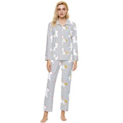 Cute Unicorns Womens  Long Sleeve Velvet Pocket Pajamas Set