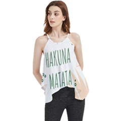 Hakuna Matata Tropical Leaves With Inspirational Quote Flowy Camisole Tank Top