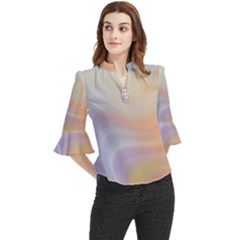 Gradient Purple, Orange Loose Horn Sleeve Chiffon Blouse