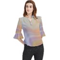 Gradient purple, orange Loose Horn Sleeve Chiffon Blouse View1