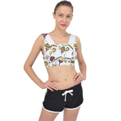 Bee Doodle Cartoon V-back Sports Bra