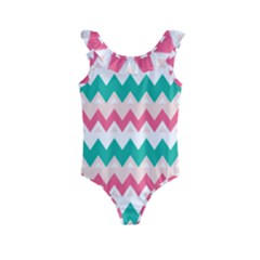 Zigzag Pattern Kids  Frill Swimsuit