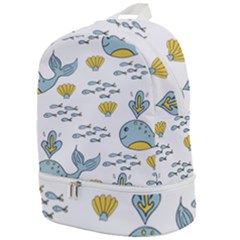 Cartoon Whale Seamless Background Pattern Zip Bottom Backpack