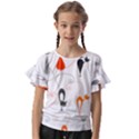 Cartoon Cat Seamless Pattern Graphic Kids  Cut Out Flutter Sleeves View1